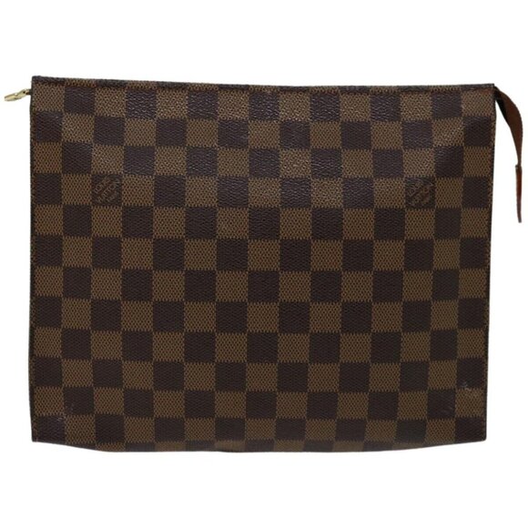 LOUIS VUITTON Damier Ebene Poche Toilette 26 Pouch N47543 LV Auth - Picture 1 of 16